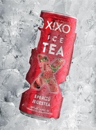 Üdítőital, szénsav- és cukormentes, 250 ml, XIXO "Ice Tea", eperízű rooibos jegestea