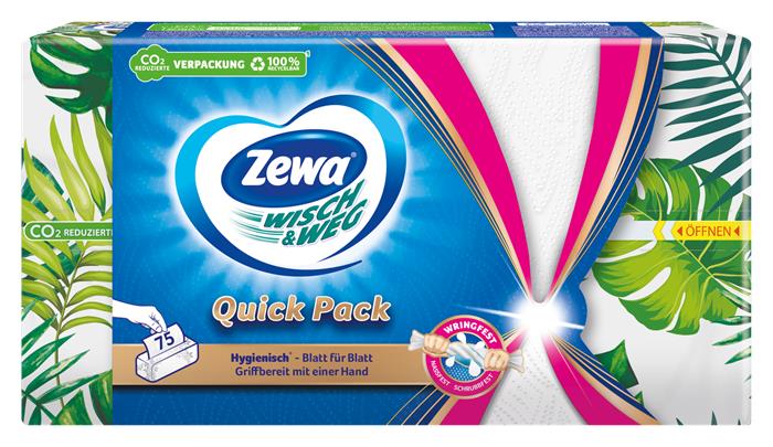 Háztartási papírtörlő, 2 rétegű, 75 lap, ZEWA "Wisch&Weg Quick Pack"